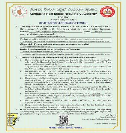 K-RERA Form C registration certificate